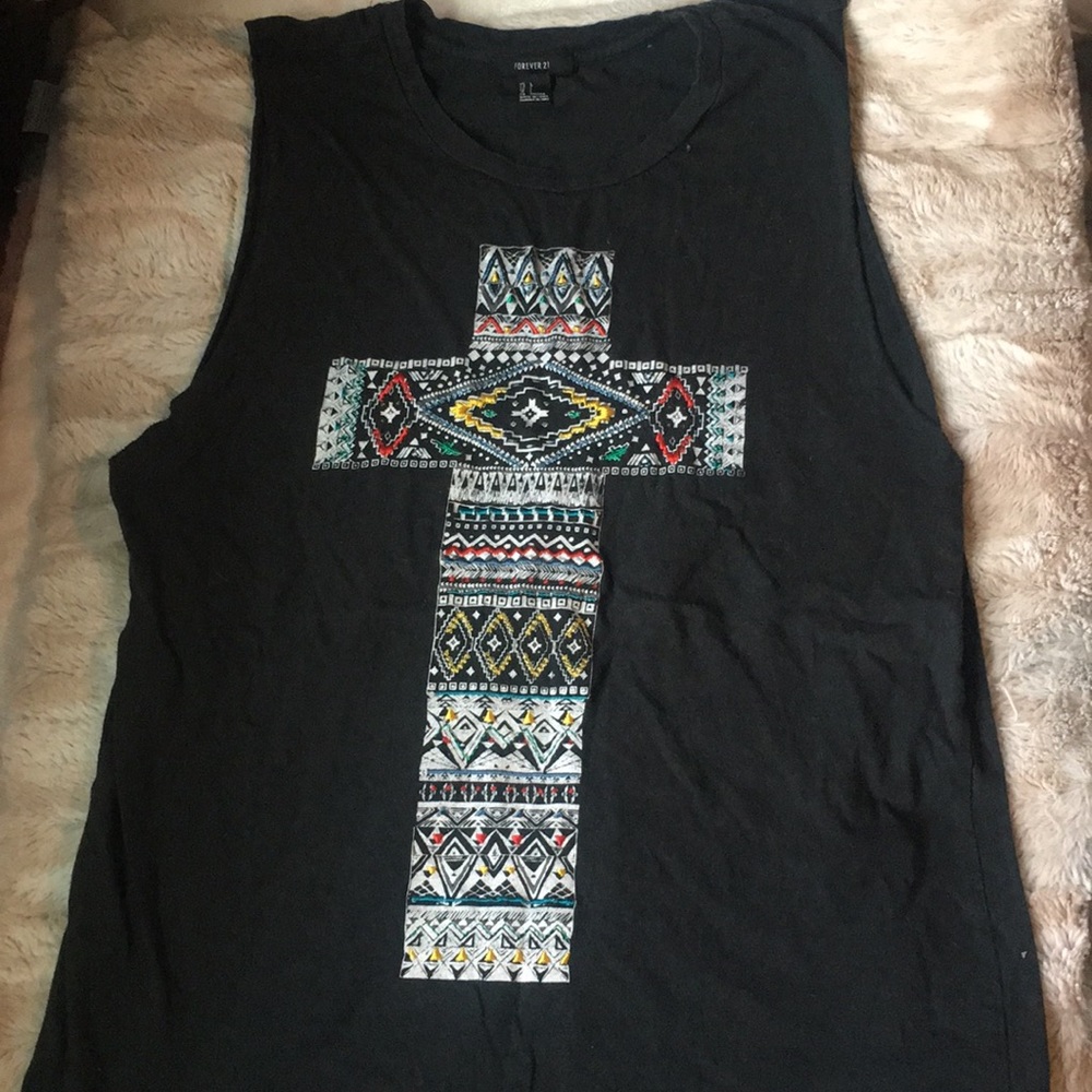 Embroidered Cross Muscle Tank